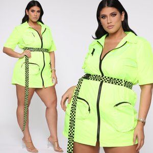 Fashion Nova With Love Belted Lime Dress sz XL NWT